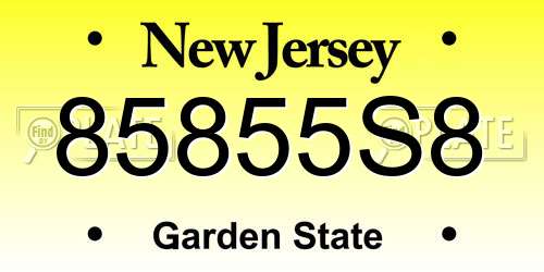 85855S8 New Jersey License Plate