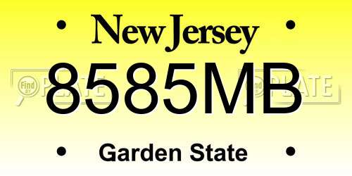 8585MB New Jersey License Plate