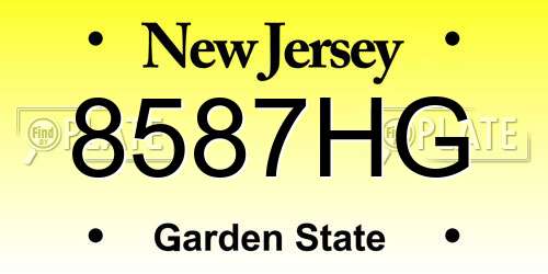 8587HG New Jersey License Plate