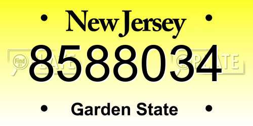 8588034 New Jersey License Plate