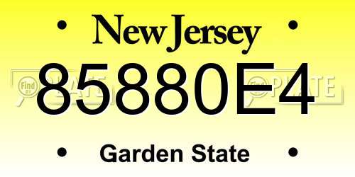 85880E4 New Jersey License Plate