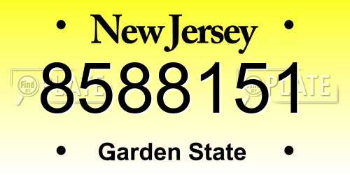8588151 New Jersey License Plate