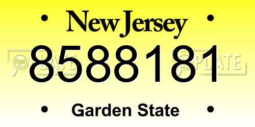 8588181 New Jersey License Plate