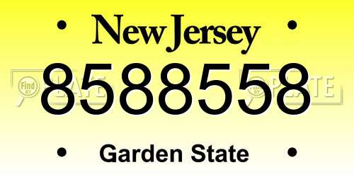 8588558 New Jersey License Plate