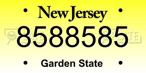8588585 New Jersey License Plate