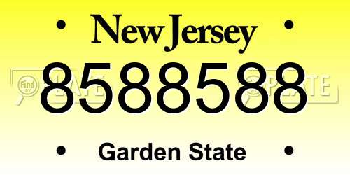 8588588 New Jersey License Plate