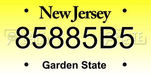 85885B5 New Jersey License Plate