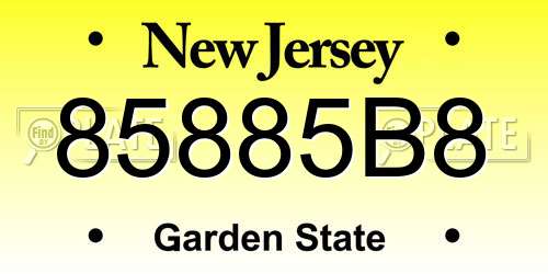 85885B8 New Jersey License Plate