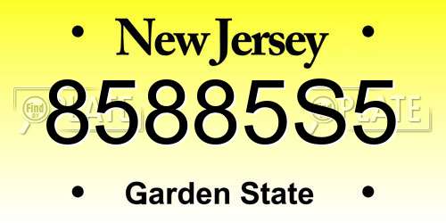 85885S5 New Jersey License Plate
