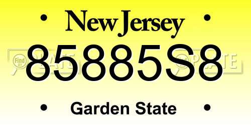 85885S8 New Jersey License Plate
