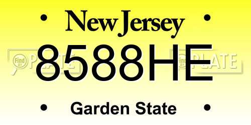 8588HE New Jersey License Plate