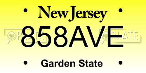 858AVE New Jersey License Plate