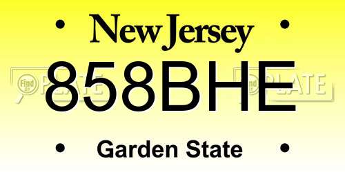 858BHE New Jersey License Plate