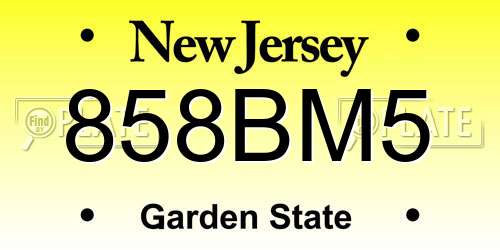 858BM5 New Jersey License Plate