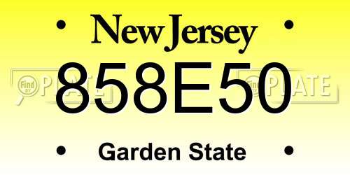 858E50 New Jersey License Plate