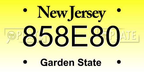 858E80 New Jersey License Plate