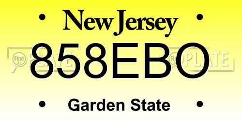858EBO New Jersey License Plate