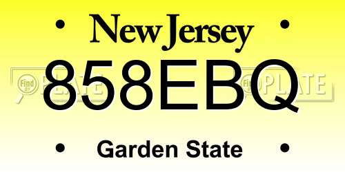 858EBQ New Jersey License Plate