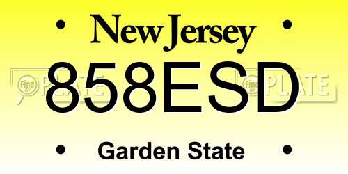 858ESD New Jersey License Plate