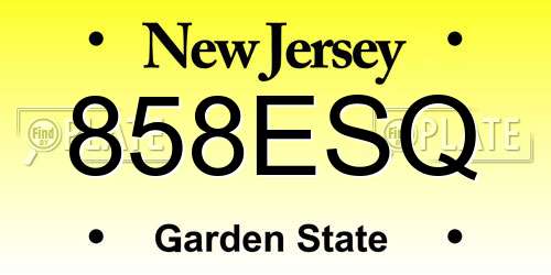 858ESQ New Jersey License Plate