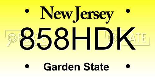 858HDK New Jersey License Plate