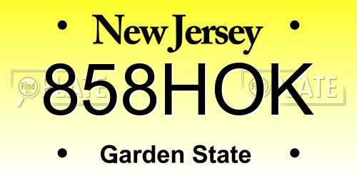 858HOK New Jersey License Plate