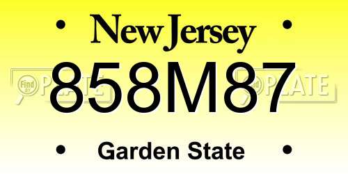 858M87 New Jersey License Plate
