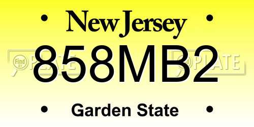 858MB2 New Jersey License Plate