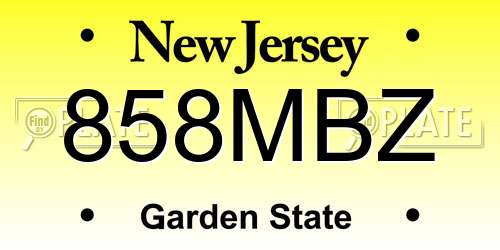 858MBZ New Jersey License Plate