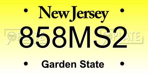 858MS2 New Jersey License Plate