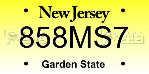 858MS7 New Jersey License Plate