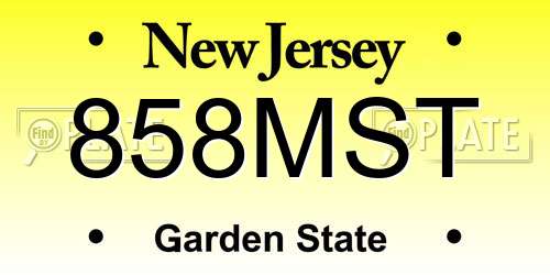 858MST New Jersey License Plate