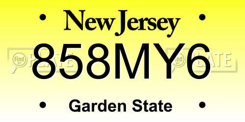 858MY6 New Jersey License Plate