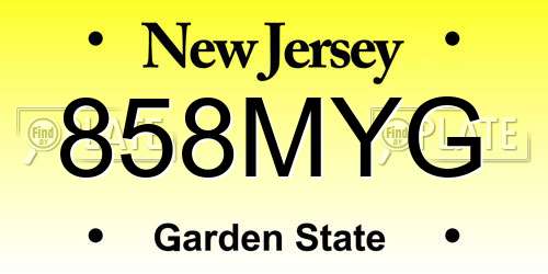 858MYG New Jersey License Plate
