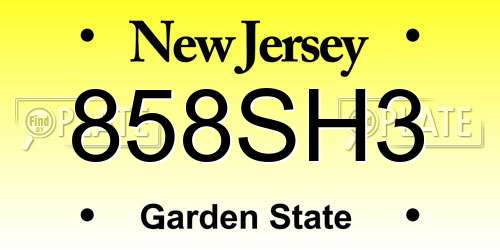 858SH3 New Jersey License Plate