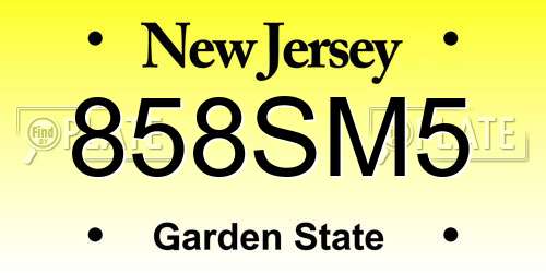 858SM5 New Jersey License Plate