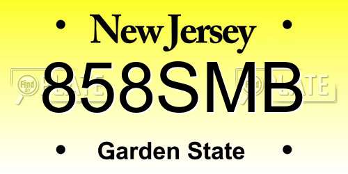 858SMB New Jersey License Plate