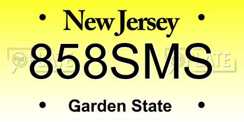 858SMS New Jersey License Plate