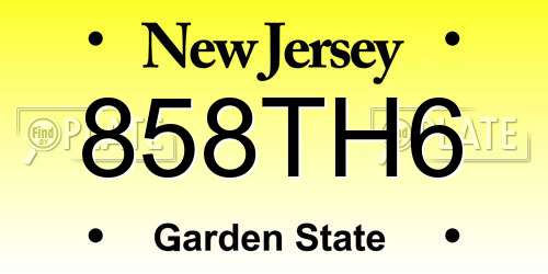 858TH6 New Jersey License Plate