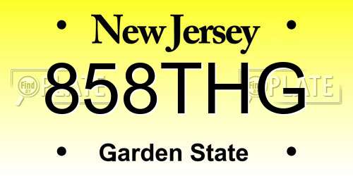 858THG New Jersey License Plate