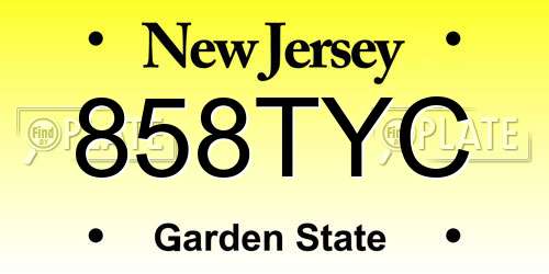 858TYC New Jersey License Plate