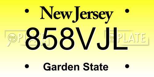 858VJL New Jersey License Plate