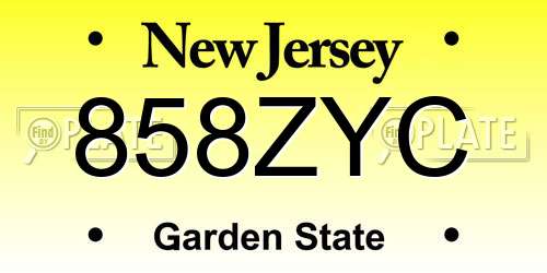 858ZYC New Jersey License Plate