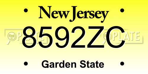8592ZC New Jersey License Plate