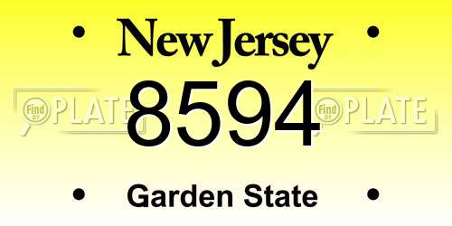 8594 New Jersey License Plate