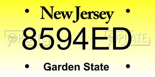 8594ED New Jersey License Plate