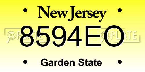 8594EO New Jersey License Plate