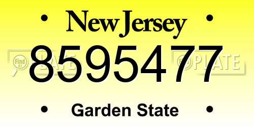 8595477 New Jersey License Plate