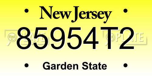 85954T2 New Jersey License Plate