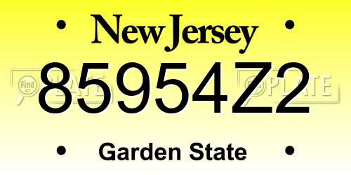 85954Z2 New Jersey License Plate